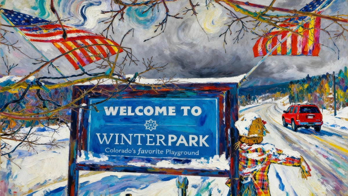 Denver to Winter Park City to Summit Courier service entering mountain town with winter conditions